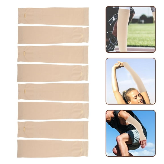 4 Pairs Women's Arm Sleeves with UV and Sun Blocking Cuffs, Lightweight Beige Sun Sleeves for Outdoor Activities