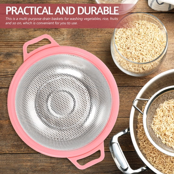 OULII Stainless Steel Fruit Washing Strainer Bowl for Household Use - Kitchen Colander 1 Set