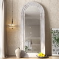 thumbnail image 5 of Anyrose 65.2"x22" Arch Wooden Framed Full-length Floor Mirror, White, 5 of 5