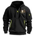 thumbnail image 2 of DODADAWANJ Mens Cargo Hoodies Graphic Quarter Zip Hooded Pullover Big and Tall Drawstring with Multi Pockets Hoodie for Camping Daily L, 2 of 5