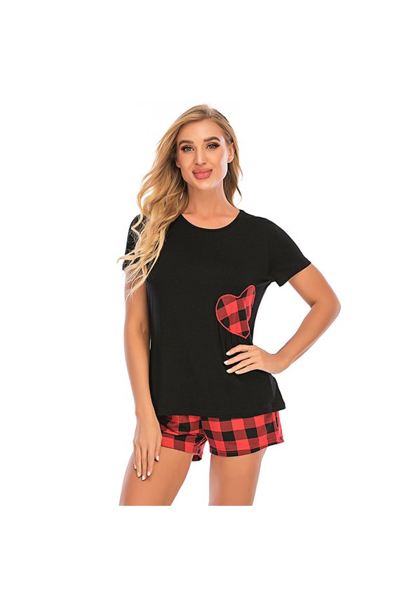 Womens Pajamas Set Shorts Soft Lounge Sets Short Sleeve Casual Sleepwear Pjs