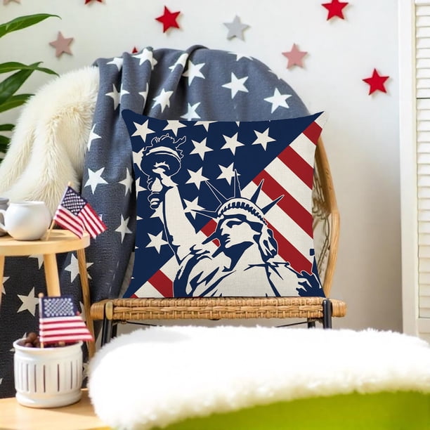 4th Of July Cushion Covers Star Flag Patriotics Cushion Covers 4th Of July Decor For For Sofa Bedroom Home Decor