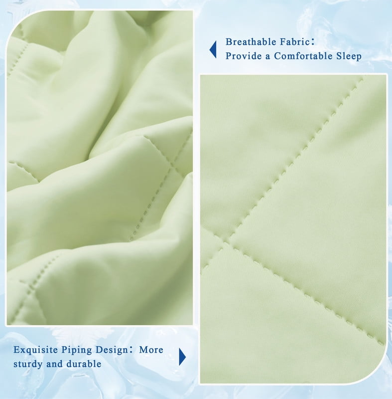 Cooling Comforter Twin Size, Double-Sided Cooling Tech Fabric Blanket for Hot Sleepers and Night Sweats, All-Season Breathable Lightweight Comforter, Apple Green