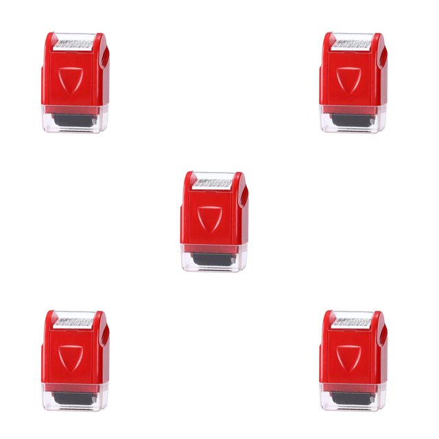 Shengyu Confidential Roller Stamps ID Information Data Identity Craft Handheld Theft Guard Ink Tools Seal Rollers Red 5Set