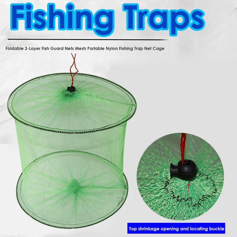 Foldable 2-Layer Fish Guard Nets Mesh Portable Nylon Fishing Trap