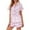 Pink, variant on Christmas pajamas for women setWomen's Bow Printed Collar Short Sleeve And Shorts Pajama Set Cute And Comfortable