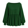 thumbnail image 4 of Yigetop Women's Boat Neck Peplum Sweatshirt Lightweight Long Sleeve Loose Fit Casual Pullover Tops Blackish Green L, 4 of 4