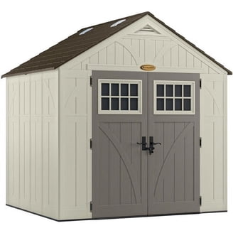 Suncast 7 x 10 ft. Metal and Resin Outdoor Storage Shed, Vanilla