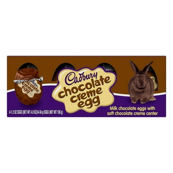 Cadbury Chocolate Crème Egg Candy, 1.2 Oz., 4 Count