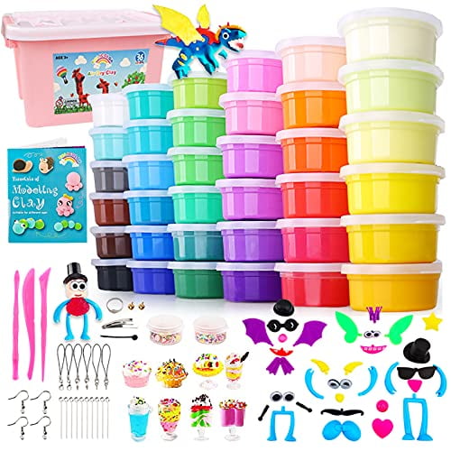 Szsrcywd Air Dry Clay,DIY 36 Colors Ultra Light Modeling Clay Magic Crafts Kit with Tools 