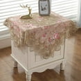 thumbnail image 6 of CHUNTIAN Lace Embroidery Floral Desk Tablecloth 22 Inch Square Small Table Cover Table Cloth Soft French Country Tablecloths Decorative for Kitchen Tea Table Holiday Party Christmas, Style C, 6 of 9