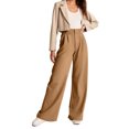 thumbnail image 3 of Pantalones Pantalones elegantes para mujer, pantalones informales de talle alto, bolsillos, pantalones de verano, atuendo diario Cgtredaw Caqui T S para Mujer, 3 of 8