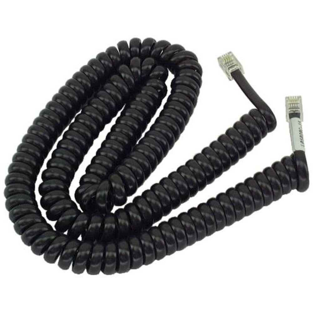 IEC L05020C15 Coiled Phone Handset Cord Black 15'