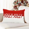 thumbnail image 1 of Funda de almohada decorativa navideña LOOPUINHOM 30 x 51 cm, color rojo y blanco, 1 of 9