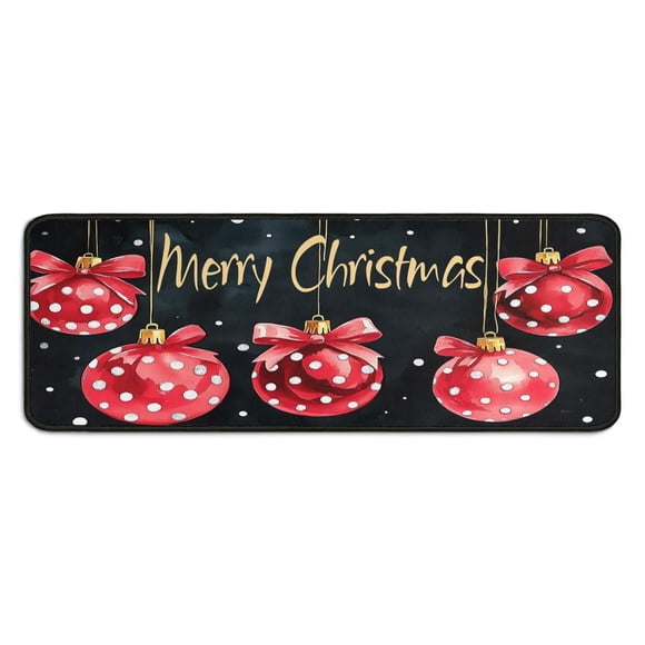 Kitchen Mat Set of 2 Anti Fatigue Christmas Kitchen Mats for Floor,Colorful Christmas Ball Winter Snowflake Kitchen Floor Mat for Bathroom,Room Door (47x17+30x17 Inches)