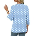 thumbnail image 7 of Feancey 3/4 Sleeve Womens Tunic Tops V Neck Casual Polka Dot Print T-Shirts Loose Fit Dressy Office Work Shirts Soft Cute Tees for Women Light Blue S, 7 of 7