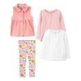 thumbnail image 1 of Conjunto para niñas de 4 piezas Simple Joys con estampado floral rosa, talla 2T, 1 of 1
