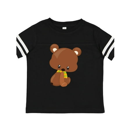 

Inktastic Cute Little Bear With A Scarf Brown Bear Gift Toddler Boy or Toddler Girl T-Shirt