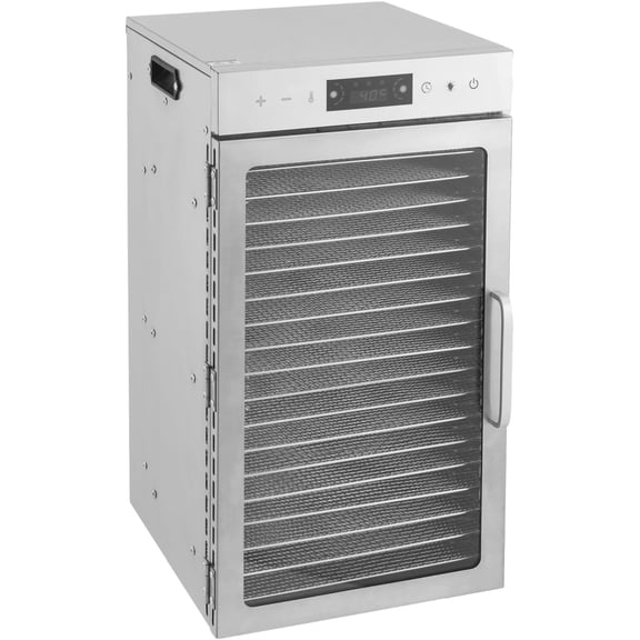 18-Tray Food Dehydrator, Stainless Steel Dehydrator Machine, Fruit Meat Jerky Dryer Blower with LED Light and Timer Setting for Fruits Meats Vegetables