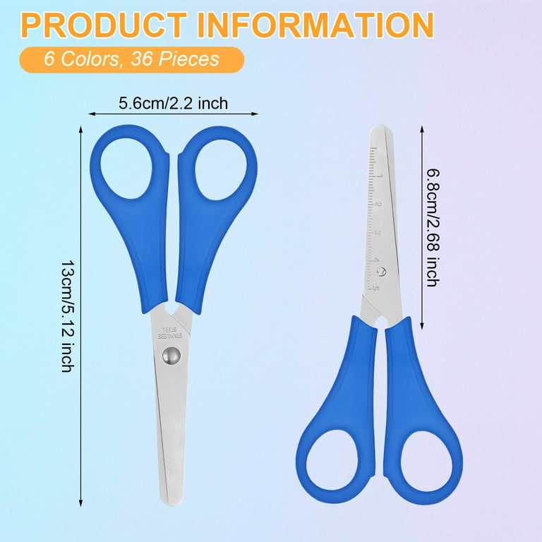 HEQUSIGNS 48 Pack Scissors Bulk for Kids, Safety Blunt Tip Student