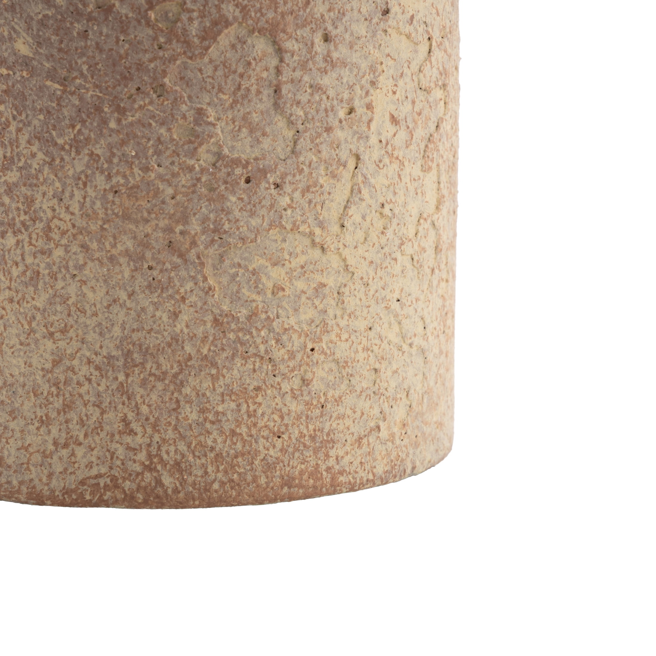 DecMode 9" Antique Style Textured Beige Ceramic Vase with Handles