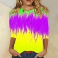 thumbnail image 1 of RKSTN Mardi Gras 3/4 Sleeve T Shirts for Women Top Oversized Crewneck Carnival Mask Print 3/4 Length Sleeve Shirt Womens Casual Round Neck Mask Tuesday Carnival Party Three Quarter Sleeve Tee Shirt, 1 of 5