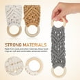thumbnail image 4 of 3 Pcs Hand Towel Stand with Wooden Base and Macrame Ring in Light Brown, 4 of 8