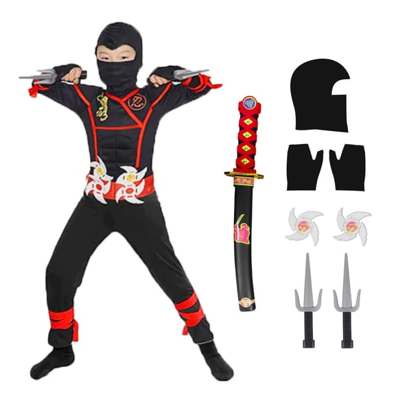Conjunto de Disfraz de Ninja para Niños Skkyllc Talla L con Accesorios