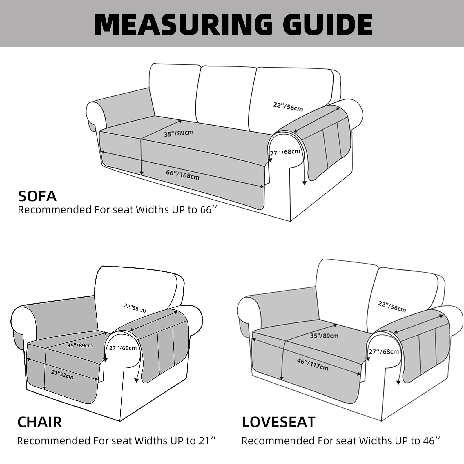 Eurhowing Waterproof Sofa Cover for 1/2/3 Seater Couches, Non-Slip Leakproof Stretchable Couch Slipcover, Machine Washable Furniture Protector with Side Pockets, Berlin Blue