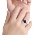 thumbnail image 5 of Flower Wedding Ring Black Simulated Blue Sapphire CZ 925 Sterling Silver Size 7, 5 of 5