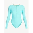 thumbnail image 5 of No Boundaries Bright Palms Cutout One-Piece Swimsuit with Long Sleeves, Women's XXS-XXL, 5 of 5
