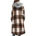 thumbnail image 6 of SYwaren Women's Zip-Up Tweed Jacket Lapel Irregular Plaid Long Sleeve Woolen Cardigan with Chest Pocket Outerwear Top, 6 of 8