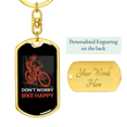 thumbnail image 3 of Don'T Worry Bike Happy Cycling Stainless Steel or 18k Gold Premium Swivel Dog Tag Keychain, 3 of 10