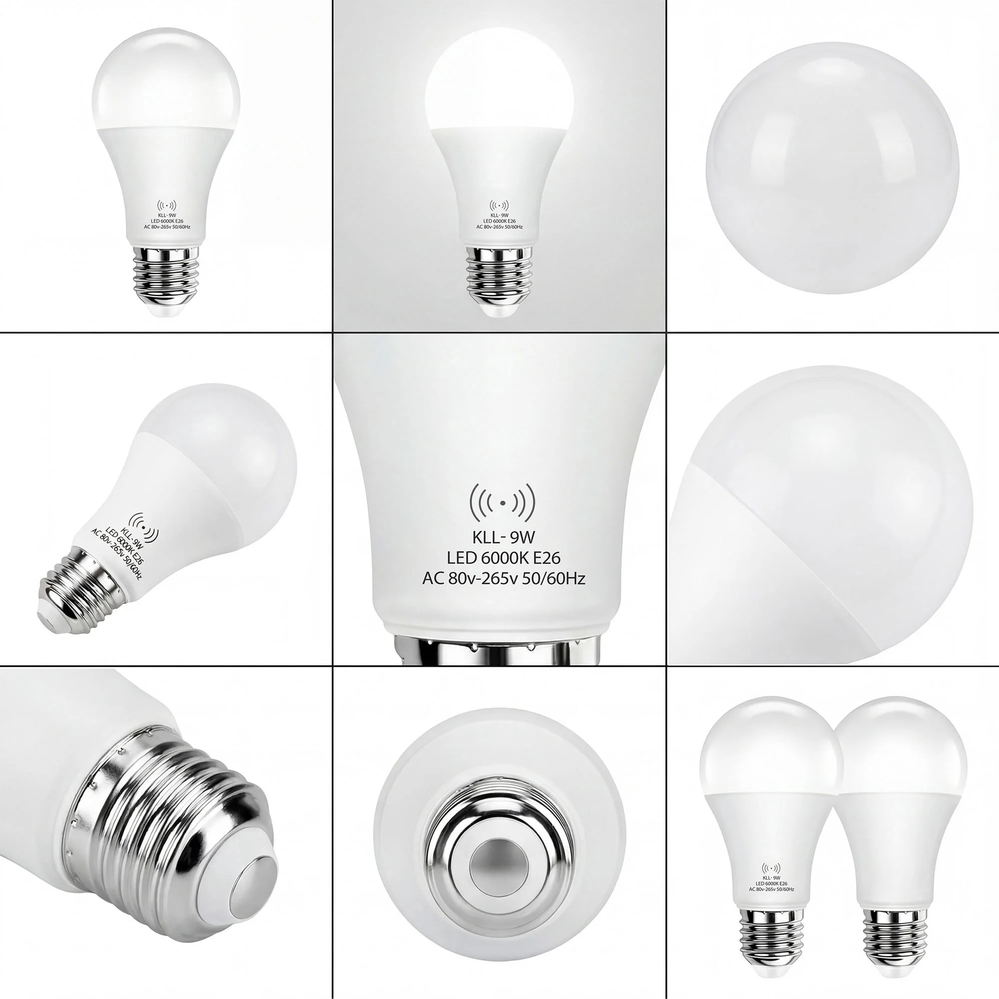 Kasotile A19 LED Motion Sensor Light Bulb (80W Equivalent) E26 LED Dusk to Dawn Lamp Bulb Cool White 10PK