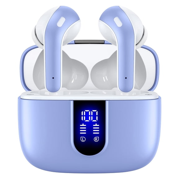 Bluetooth Headphones True Wireless Earbuds 60H Playback LED Power Display Earphones with Wireless Charging Case IPX5 Waterproof in-Ear Ear buds with Mic for TV Smart Phone Laptop Computer Sports