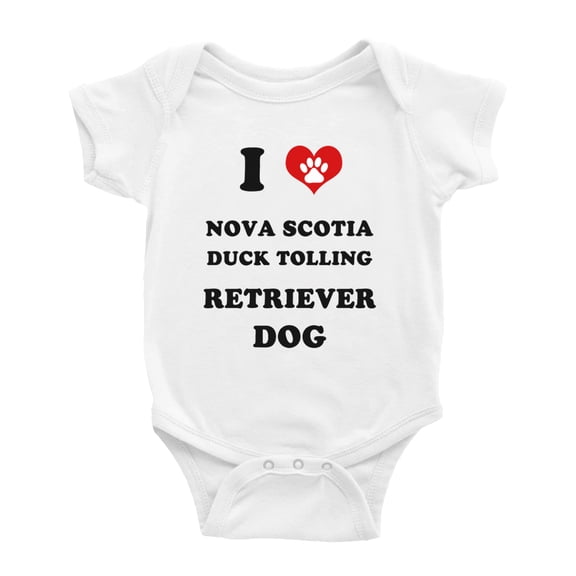 I Heart Nova Scotia Duck Tolling Retriever Dog Funny Baby Rompers Baby Clothes (White, 12-18 Months)