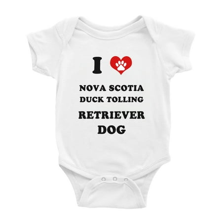 

I Heart Nova Scotia Duck Tolling Retriever Dog Funny Baby Rompers Baby Clothes (White 18-24 Months)