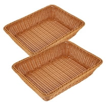 Himition 2pcs Rectangle Basket Trays Serving Tray Woven Snack Tray Fruit Plate Cutlery Basket