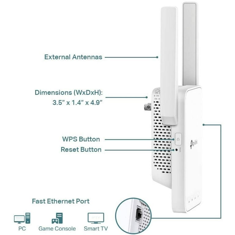 TP-Link AC1200 WiFi Extender (RE315), Covers Up to 1500 Sq.ft and 25  Devices, 1200Mbps Dual Band WiFi Booster with External Antennas, WiFi  Repeater