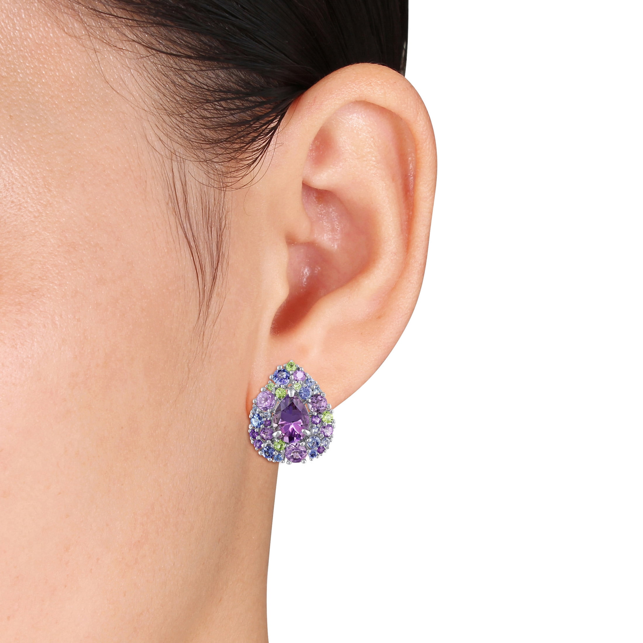 Everly Women's Amethyst and Tanzanite Peridot Sterling Silver Earrings