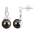 thumbnail image 4 of Rosec Jewels Tahitian Pearl Drop Earrings for Women (8 mm, AAA Grade) - Pearl Diamond Earrings - Gift for Special Occasions, 18K White Gold, 4 of 7