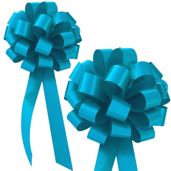 Turquoise Pull Bows with Tails - 8" Wide, Set of 6, Christmas, Easter, Thanksgiving, Birthday