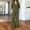 Army Green, variant on Women's 2-Piece Linen Blend Outfit Set V-Neck Roll Tab Sleeve Top & Elastic Waist Wide Leg Pants Casual Summer Co-Ord Set with Pockets(Light Blue,M)