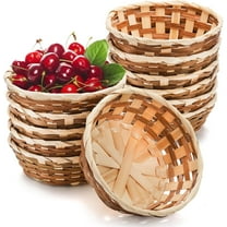 6.7x2.4In Small Bamboo Woven Baskets,12Pcs Durable Woven Bread Baskets for Kitchen,Tabletop Vegetables Serving Containers for Outdoor,Gifts