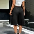 thumbnail image 6 of Resicozy Womens Wide Leg Sweat Bermuda Shorts Drawstring Elastic Waist Hem Casual Lounge Shorts with Pockets Black L, 6 of 7