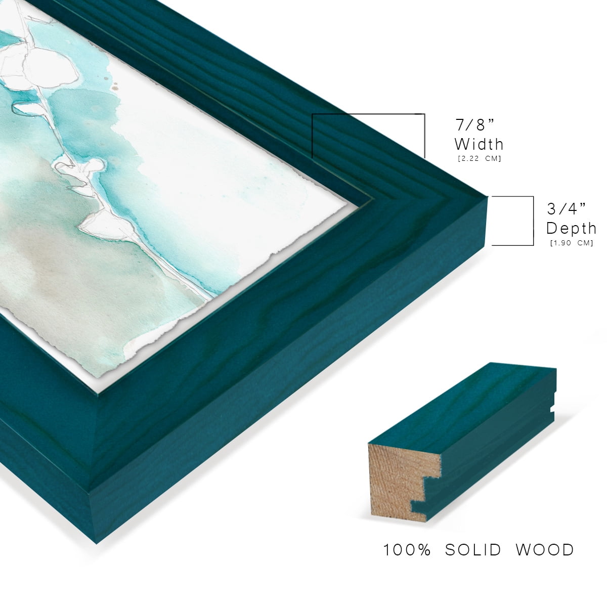 Ginkgo on Dusty Teal VII - Framed Print w/glass - Ocean Blue
