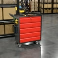 thumbnail image 3 of Aobabo Rolling Tool Chest with Wheels & Pegboard, 5-Drawer Tool Storage Cabinet for Garage, Warehouse, Assembly Required, Black Red, 3 of 9
