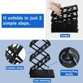 thumbnail image 2 of XIDIHF Foldable Magazine Rack, Floor Standing Literature Stand Brochure Display Rack, 4 Pockets with Carrying Bag for Office Trade Show Exhibitions Retail Store (Black-4-layer), 2 of 7