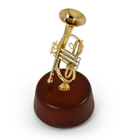 Amazing 18 Note Miniature Cornet (Trumpet-Like) With Rotating Musical Base - Battle Hymn of the Republic