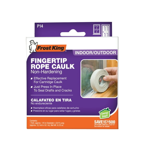 Frost King Fingertip Rope Caulk, 90' Long, 19 oz, Grey